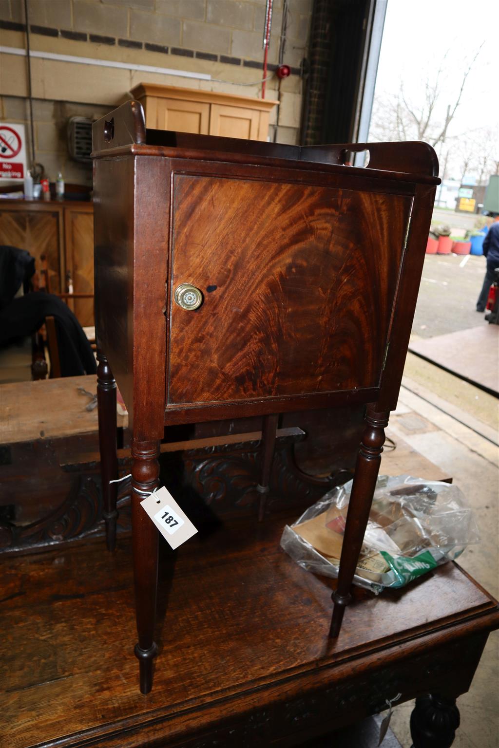 A Regency mahogany bedside cabinet, width 37cm, depth 37cm, height 80cm